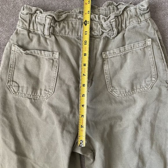 Zara Pants Womens 6 Beige Khaki High Rise Paperbag Cropped 24" Inseam Casual - Picture 8 of 13